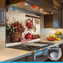 1pc Removable Kitchen Stove Wall Sticker - Glossy Vinyl Stove Decal With Burner Layout, Stove Cutouts, And Easy-Tear Design; Suitable For Backsplashes - Reusable Appliance Cover Sticker With 2D Flat Design - Multicolor - View 8