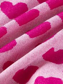 2件套心形印花无缝内衣套装，浪漫可爱舒适女士内衣，情人节畅销款 - 粉色 - 查看 11