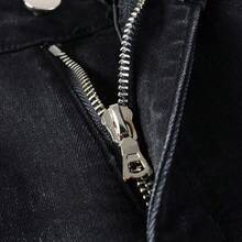 Vaqueros Masculinos Slim Tapered con Rotos y Parches, Denim Premium de Estilo High-Street, Acabado Envejecido y Comodidad Casual para el Día a Día - Gris - Ver 6