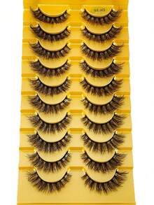 Asiteo Asiteo 5 Pairs Manga Natural Wispy False Eyelashes - Clear Band Faux Mink Lashes Cat-Eye Shape, Natural Look For Everyday Glam - Reusable, Comfortable, Beginner Friendly Strip Lashes, Lashes, Eyelashes, Fake Lashes - 俄羅斯卷10對 - 查看 7