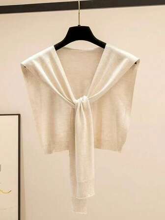 1pc Women's Sweet Style Solid Color Knitted Shrug Shoulder Wrap, Warm And Suitable For Daily Use