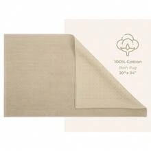 American Soft Linen Bath Rug, 20 In 34 In 1OO% Cotton Bath Mats Rugs For Bathroom, Slip Reducer Washable Shaggy Form Area Rugs, Beige Bath Rug - Beige - View 6