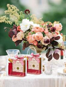 13/7个红色蝴蝶结透明礼品袋，婚礼派对回礼包装袋；新娘送礼会礼物、母亲节礼物、单身派对回礼、生日派对甜点装饰袋，适用于婚礼、母亲节、情人节派对回礼、周年纪念日和节日礼盒装饰 - 彩色 - 查看 9