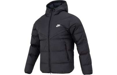  Nike Storm-FlT Windrunner PrimaLoft Solid Color Hooded Casual Sports Long-Sleeve Puffer Down Jacket Men's Black