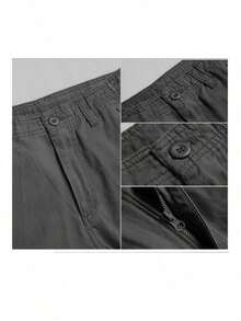 Pantalón de exterior informal y versátil Corte relajado, múltiples bolsillos - Gris - Ver 7