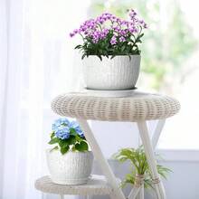 12/10/9 Inch Large Flower Pots, 3 Set Big Plant Pots Outdoor Indoor Plants With, Wide Plastic Planters With Drainage Holes And Saucers Garden House Plants, Speckled White - White With Black Speckles + 12+10+9 Inch - View 7