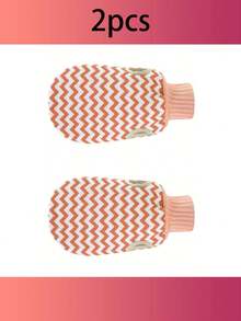 2pcs Creative Water Wave Textured Double-Sided Exfoliating Bath Gloves, Strong Back Scrubber Wash Cloth Mitt - Multicolor - View 8