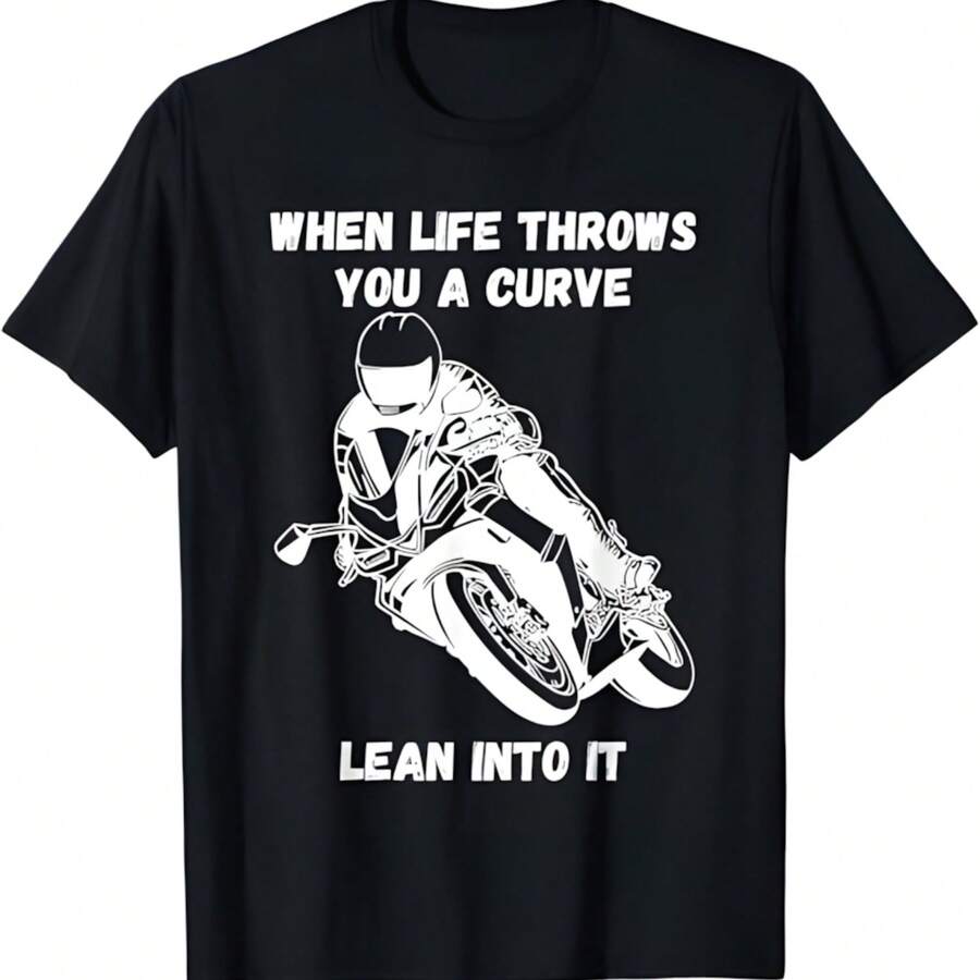 Si la vida te lanza una curva, frase divertida de motocicleta Camiseta - Negro - Ver 1