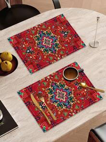 1/2/4/6/8pcs Digital Printed Placemats, Bohemian Geometric Pattern Printed Placemats For Dining Table Decor, Suitable For Daily Use, Festivals, Parties, Birthdays, Weddings, Dinners, Kitchen & Dining Room - Multicolor - View 6