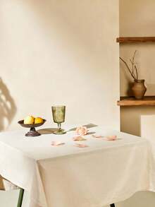 1pc Elegant Beige Minimalist Linen-Like Tablecloth Washable Reusable For Valentine's Day Wedding Picnic Home Café Decor - 米色 - 查看 7