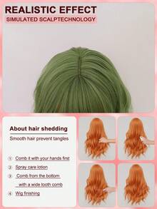 XYUNMI 26 Inch Green Long Curly Wig With Lightweight Bangs, French Style, Fashion & Natural, Soft & Fluffy, Made Of Synthetic Fiber, Suitable For Daily Wear, Dates, Photo Shoots, Cosplay, Elegant Parties, Valentine's Day, Music Festivals, Casual Gatherings And Shopping, Women Wig - Green - View 7