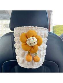 Keep Your Car Clean And Organized-Cute Flower Creative Hanging Car Trash Can, Armrest Box Trash Basket, Car Small Item Storage Bucket - A - View 10
