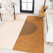 Machine Washable Cream/Moss Indoor Area Rug 9X12 Ft, Minimalist Geometric For Living Room, Bedroom, Kitchen, Office, Easy-Cleaning, High Traffic, Pet-Friendly, Non-Shedding,  Home Decor - 奶油色/赤陶色 - 查看 5