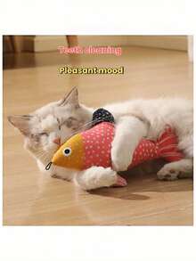 1pc Cartoon Fish Cat Toy, Self-Entertainment Boredom Relief Toy With Catnip, Multi-Color Options - Multicolor - View 3