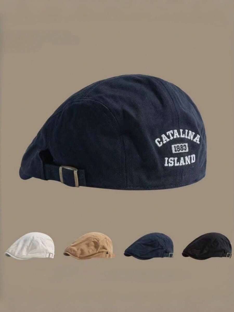 1pc Unisex Street Wear Backward Facing Beret Hat, Retro Casual Painter Cap, Suitable For Hip Hop Style - Multicolor - View 1