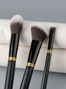 1/3Pcs Highlighter Brush Contour Brush Makeup Brush Blending Lip Brush Concealer Brush Helps Lock In Foundation And Concealer - Black - View 7