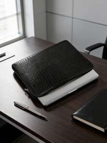 1个黑色鳄鱼皮笔记本电脑保护套，防水防震超薄笔记本电脑包，兼容Macbook 13.3/14/16/MateBook/HP - 黑色 - 查看 3