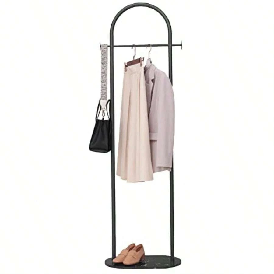 ccPerchero dorado con base de mármol metal moderno soporte para ropa para recámara perchero de pie soporte resistente para bolso sombrero bufanda chamarra negronn - Negroconbasedemrmolnegro - Ver 1