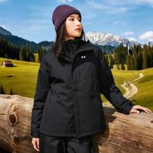 Chaqueta 3 en 1 de manga larga con capucha, cremallera y logotipo pequeño de Under Armour Storm 2.0 para hombre, color negro, 1371585-002 - Negro - Ver 2