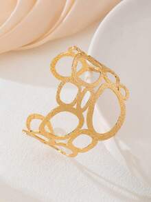 1pc Women's Minimalist Metal Wire Hammered Gold Open Bangle Bracelet, Suitable For Daily Commute Wear, Also Can Be Given As A Gift To Family And Friends - Yellow Gold - View 11