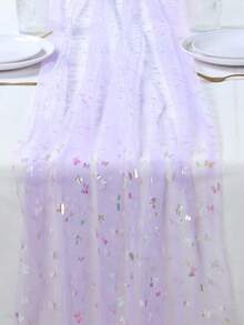 1Pc Purple Butterfly Organza Table Runner,Laser Butterfly Table Cover,75*180cm Mesh Gauze Silvery Stamping Butterfly Tablecloth,Butterfly Theme Birthday Party Supplies,Butterfly Party Decorations,Gender Reveal Party Decor,Wedding Accessories,Bridal Shower Favors,Babyshower Decorations,Engagement Banquet Decor,Kitchen Decor,Spring Decorations - Purple Butterfly - View 8