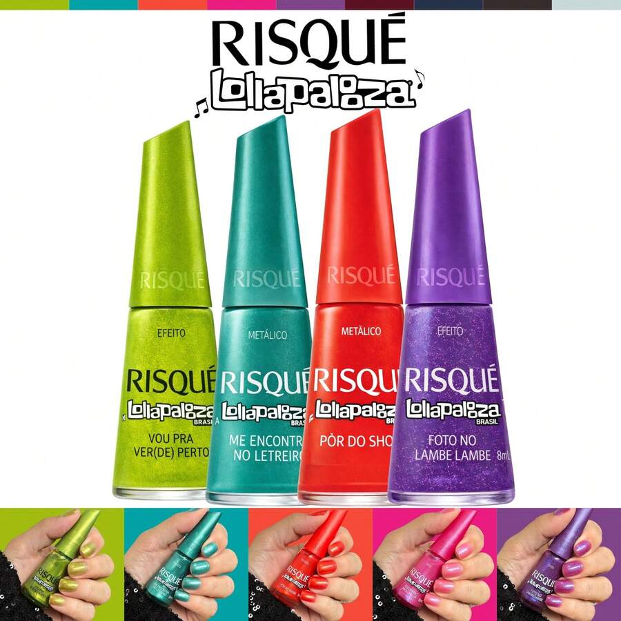 Kit Of 10 Risqué Lollapalooza Nail Polishes, New Risqué Collection, Glitter Effect Nail Polish - 4 Colors - View 1