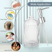 Topsky Stripe Glass Soap Dispenser With Plastic Pump, 400ml Liquid Hand Soap Dispenser, Rustproof Pump For Kitchen & Bathroom, Great For Lotions, Essential Oil, Liquid Soaps,Transparent - Transparent - View 8