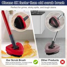 Scrubber Mop Head For Ocedar, Upgrade Scrub Brush For Ocedar, Spin Mop Scrub Brush Head For Ocedar RinseClean 2-Tank, More Bristles Scrub Brush Attachment For Bathroom, Deck, Kitchen Floor Cleaning - ColorB - 查看 3