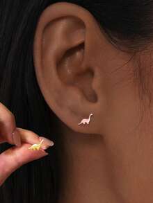 1 Pair S925 Sterling Silver Cute Animal Theme Stud Earrings, Korean/Japanese Style. Suitable For Women, Ideal For Daily Wear, Also A Perfect Gift For Girlfriend, Mother And Sister. - A Pair Of Earrings - View 3