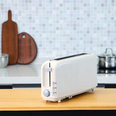 2-Slice Slim Toaster-10"Long Slot For Bagels&Artisan Bread,6 Shade Settings,Cancel/Reheat/Defrost,Removable Crumb Tray,Beige