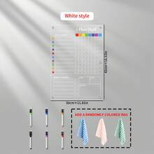1 set Tableau blanc acrylique format A3, autocollants décoratifs magnétiques colorés pour réfrigérateur, tableau à effacer à sec réutilisable en acrylique coloré avec 6 trous de renforcement, tableau d'écriture de haute qualité, grand tableau mémo (comprend 6 marqueurs de tableau blanc + un efface de couleur aléatoire) - beaucoup - Voir 14