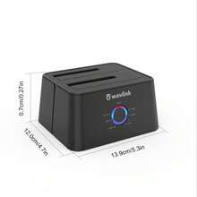 WAVLINK USB 3.0 And USB C To SATA Dual-Bay External Hard Drive Docking Station For 2.5/3.5 Inch HDD/SSD With UASP (6Gbps),Support Offline Clone/Duplicator Function [16TB X2 ]-Black - View 8