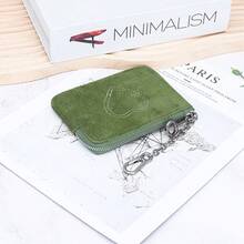 Suede Leather Women's Coin Purse Autumn And Winter New Card ID Storage Bag Genuine Leather Zipper Small Wallet For Women - Brown - View 10