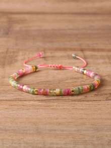 1 Pc Picasso Jasper Bead Bracelet, Adjustable High Quality, Minimalist Bracelet, Natural Stone Bracelet, Dainty Bracelet - 藍帝 - 查看 5