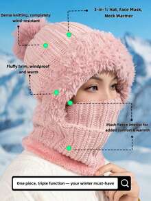 冬季帽子围巾套装 - 双色加厚针织护耳帽，可爱百搭，助您在秋冬季节脱颖而出，情人节礼物 - 秋冬帽子圍脖組合 - 查看 9