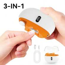 三合一电动指甲钳，防夹设计，LED数字显示屏，指甲抛光/打磨功能，内置照明，便携式设计，电池续航时间长，高端包装——送给朋友和长辈的完美节日/生日礼物