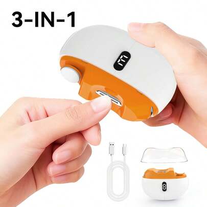 3-In-1 Electric Nail Clipper, Anti-Pinch Design, LED Digital Display, Nail Polishing/Grinding Function, Built-In Lighting, Portable With Long Battery Life, High-End Packaging - The Perfect Holiday/Birthday Gift For Friends And Elders