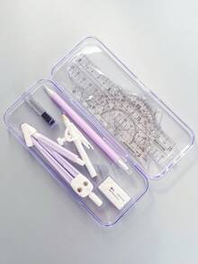 10 piezas Juego de compás geométrico, regla especializada para estudiantes, transportador, herramientas de dibujo, papelería para exámenes y estudios, regla triangular, diseño de clip de bolígrafo multifunción