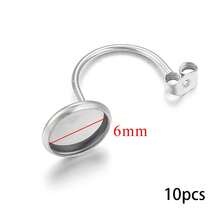 10 Pcs 304 Stainless Steel Blank Tray Earhook U-Shaped Earhook Earplug Welded Disc Jewel Base DIY Empty Tray Jewelry Accessories - Earring Setting - View 13