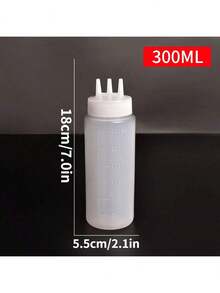 2pcs Multi-Purpose Kitchen Squeeze Bottles With 3-Hole Graduated Design - PE Material, Ideal For Sauces, Condiments & Baking - Includes White, Red And Amber Nozzles, Condiment Dispenser | Modern Kitchenware | Translucent Material, Soy Sauce Squeeze Bottle - Multicolor - View 9