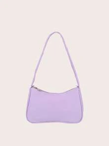 链条式时尚纯色单肩包 - 紫色 - 查看 5