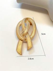 1pc Fashionable Minimalist Asymmetrical Bow Brooch, Women's Suit Accessory, Clothing Collar Pin, Jewelry Gift - Yellow - View 5