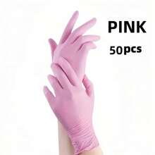 10/20/50/100pcs Powder-Free Disposable Gloves, Black/Pink Nitrile Gloves With Excellent Elasticity - For Food Handling, Nail Care, Washing Dishes And Household Cleaning - Baby Pink - View 14