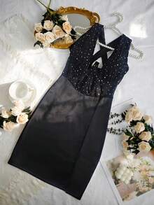 深V露背亮片紧身连衣裙 - 奢华晚宴礼服