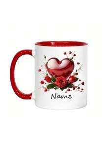 1pc Customizable Name/Text Mug, Elegant Red Rose Pattern, Personalized Valentine's Day Mug - Customizable Name Pair, Customized Coffee Cup, Personalized Mug, Unique Mug, Reusable, Birthday, Anniversary, Valentine's Day, Christmas Gift, Suitable For Women, Men, Couples, Home & Office Use - Multicolor - View 13