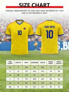 哥伦比亚国家队经典款球衣，主色调为黄色，可定制球队名称、号码和姓名，透气微孔设计，适合日常穿着、休闲和训练，也可作为礼物送给朋友，或作为圣诞节、新年、父亲节、夏季旅行的必备单品。 - 黃色 - 查看 2