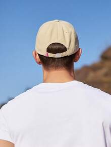 1pc Elegant Polyester Baseball Cap With Striped Band, Suitable For Summer Parties, Dates, Sun Protection, Face Slimming, Unisex - Beige - View 9