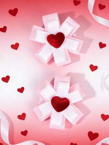 2pcs New Year 2026 & Valentine's Day Hair Clips For Girls, Pink Red Heart Hair Barrettes Compression Clips Flower Hairpins, Sweet Princess Hair Accessories For Girls Gifts,Spring,Daily - Multicolor - View 1