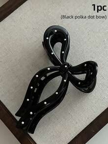 3/1pc Elegant Simple Retro Large Black And White Polka Dot Hair Claw Clip, Suitable For Parties, Tea Parties, And Beach Fashion For Women, Hair Accessories, Dress-Up Hair Clip Hair Bow - Multicolor - View 11