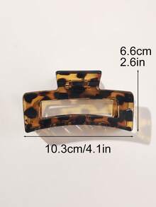 3Pcs Leopard Print Oversized Square Hair Claw Clips, Transparent Amber Tortoiseshell Jaw Clips, Elegant Nonslip Hair Accessories For Women Thick Hair - 3-piece Set - Leopard Print Square - View 3